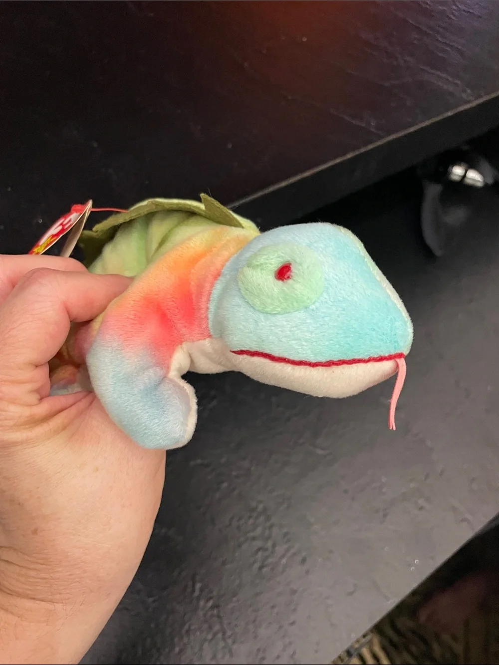 1997 Iggy Ty Beanie Baby Rainbow Chameleon Plush - Green Multicolor